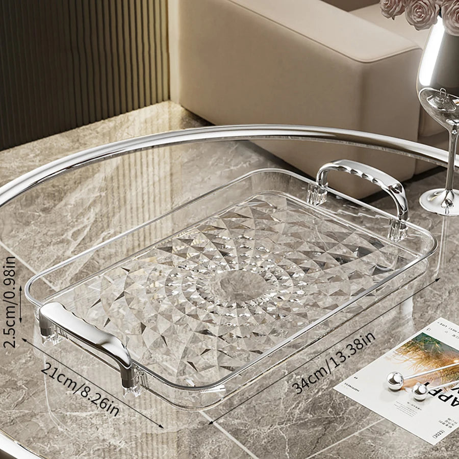 Clear Plastic Food Tray - Double Handle Rectangle Design