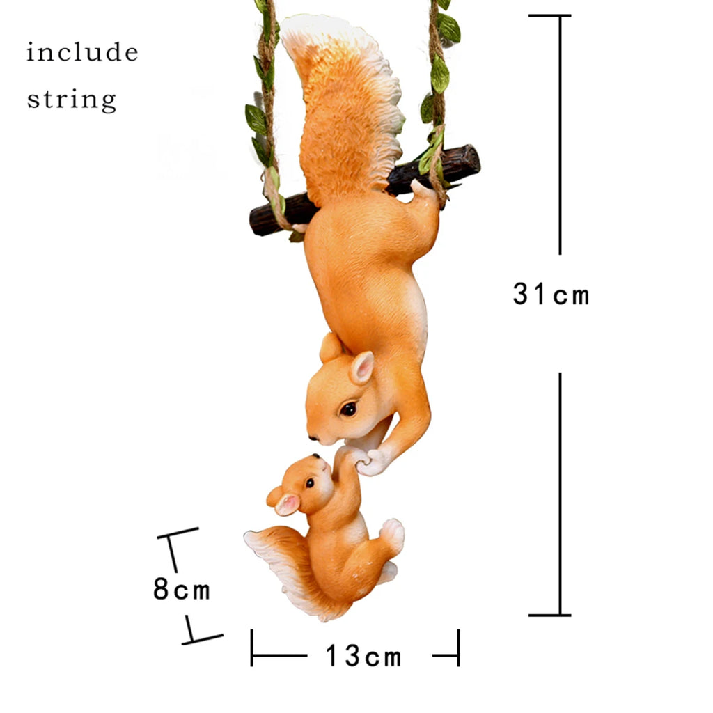Whimsical Climbing Squirrel Resin Figurine for Garden Décor