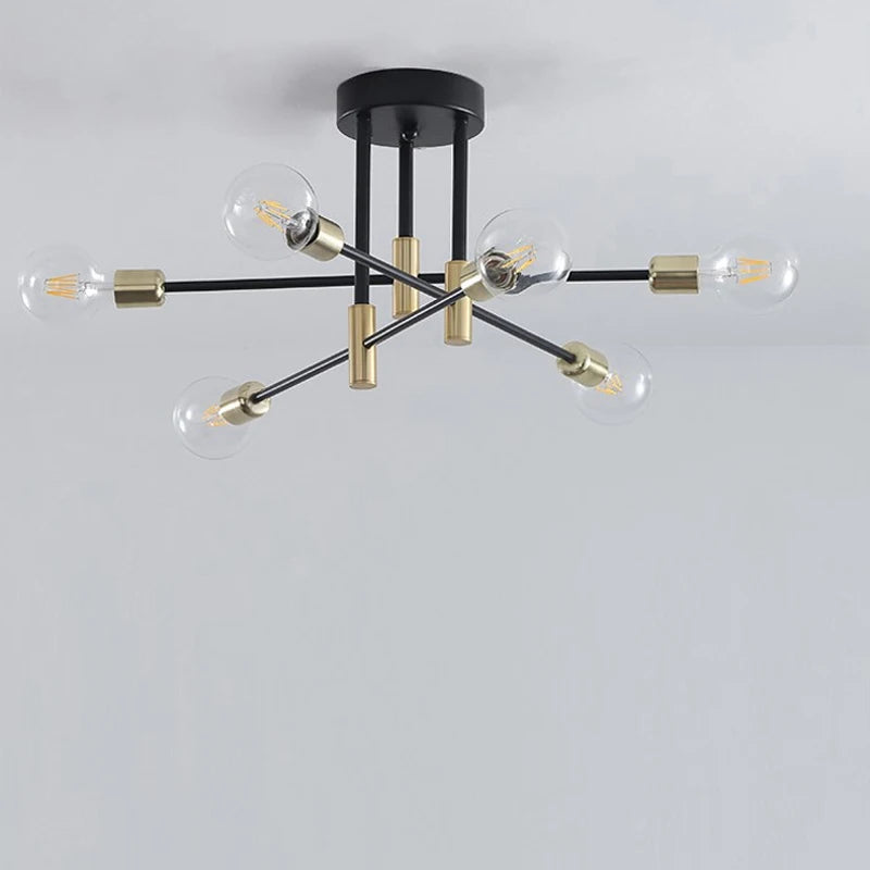 Retro Industrial Wrought Iron LED Ceiling Chandelier for Modern Decor