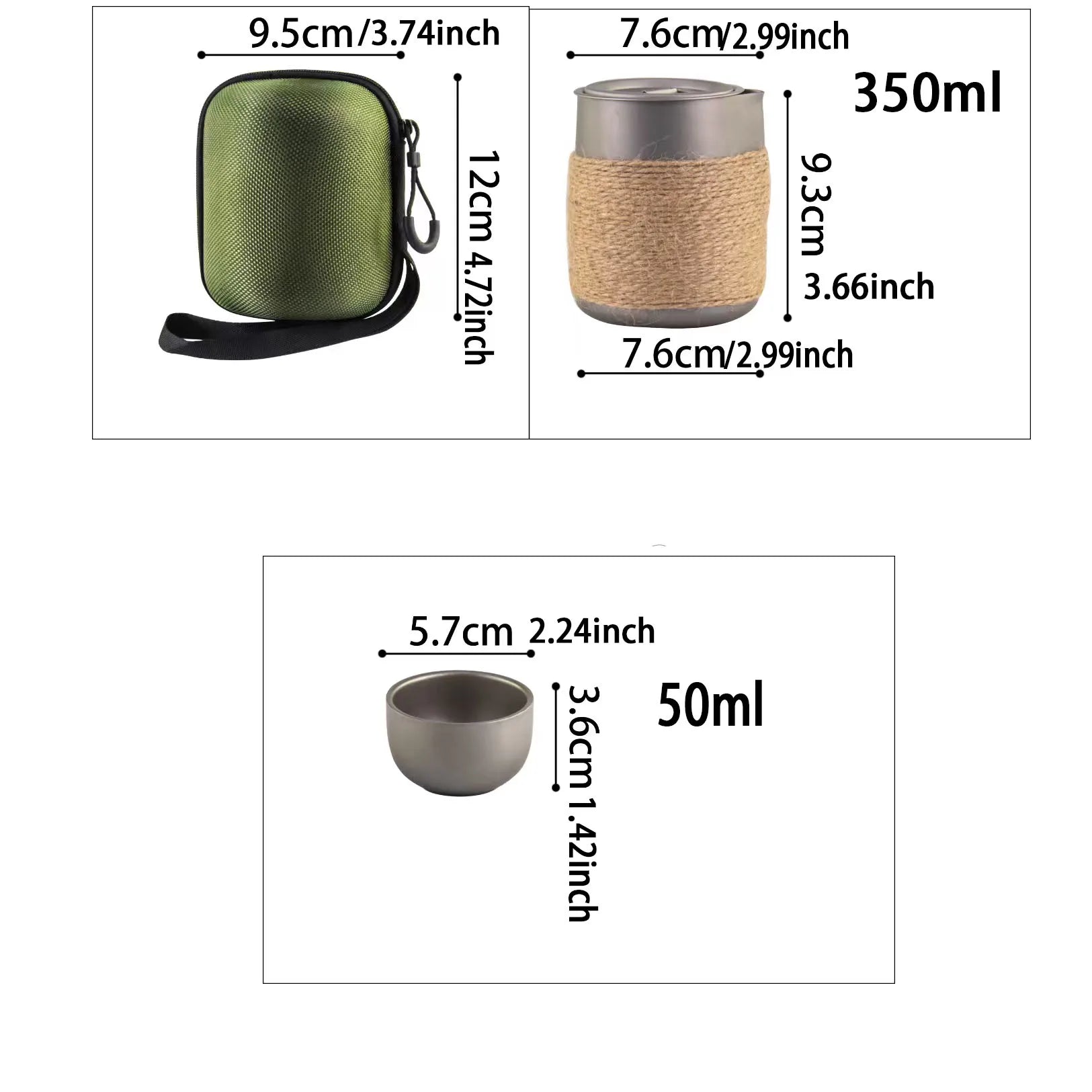 Portable Titanium-Plated Stainless Steel Travel Tea Set – Teapot & Cups