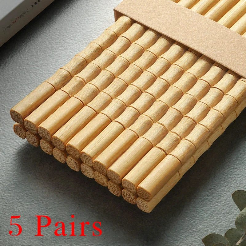 Eco-Friendly Bamboo Chopsticks Set - No Paint, Anti-Slip Design