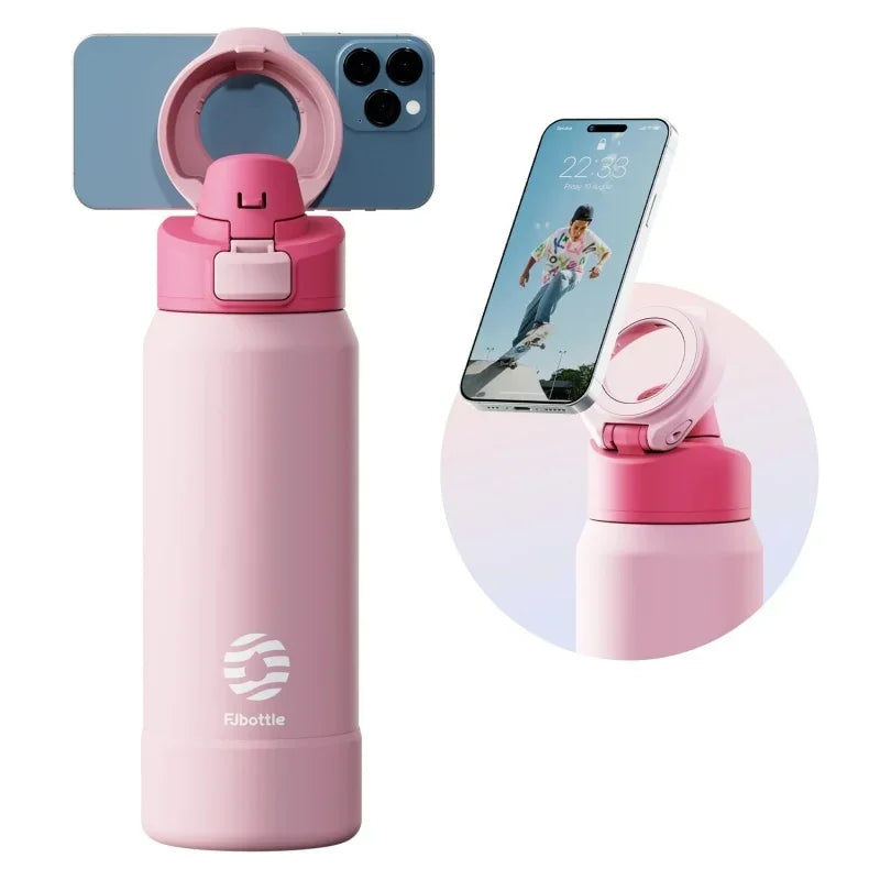 FEIJIAN Insulated Stainless Steel Sports Water Bottle with Phone Holder
