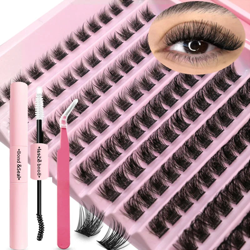 DIY Eyelash Extension Kit - Natural Long Individual Lashes Clusters