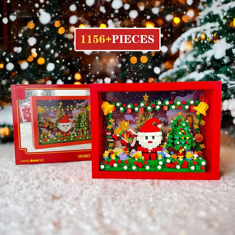 Festive Micro Building Block Set: Santa, Snowman & Christmas Tree