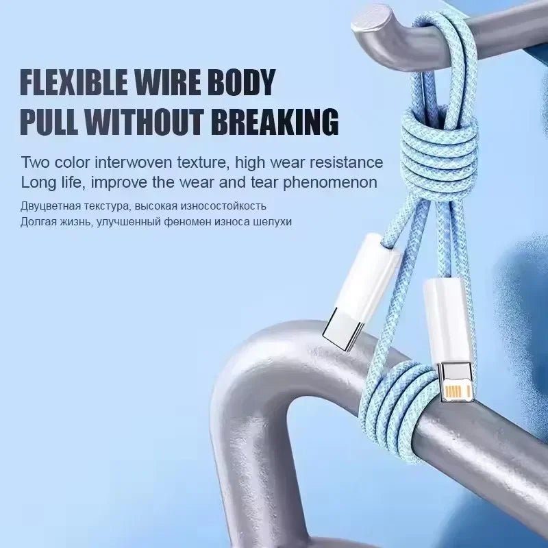 35W Fast Charge PD Cable for iPhone & USB-C Devices - 1m/2m Braided