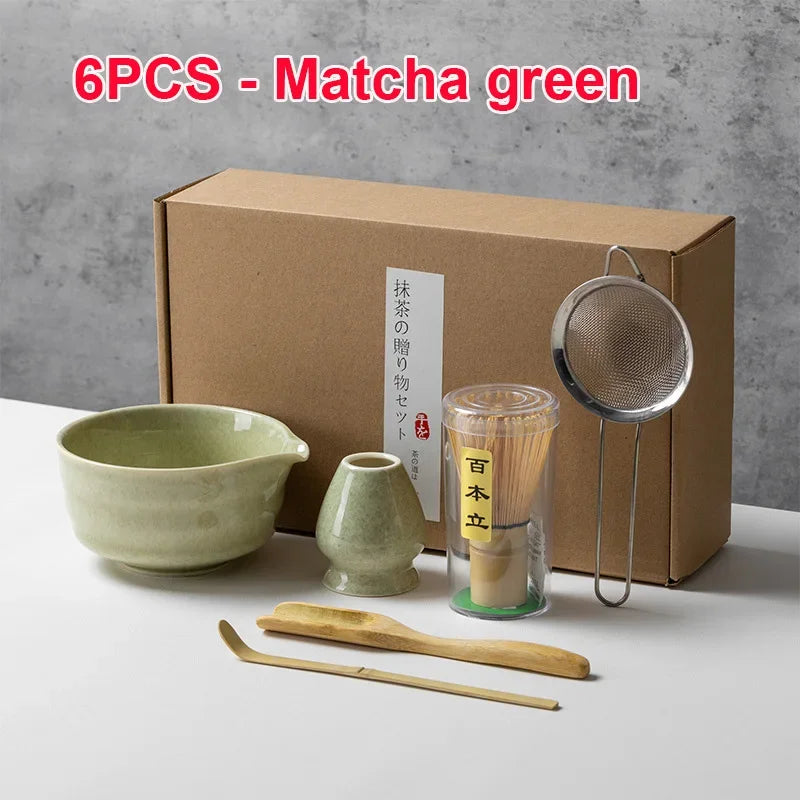 Authentic 4/5/6PCS Matcha Bamboo Whisk & Bowl Set - Perfect Tea Making Tools