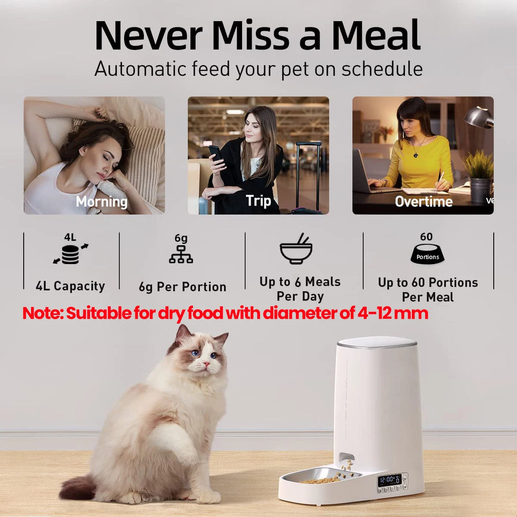 ROJECO 4L Smart Automatic Pet Feeder - Easy Portion Control