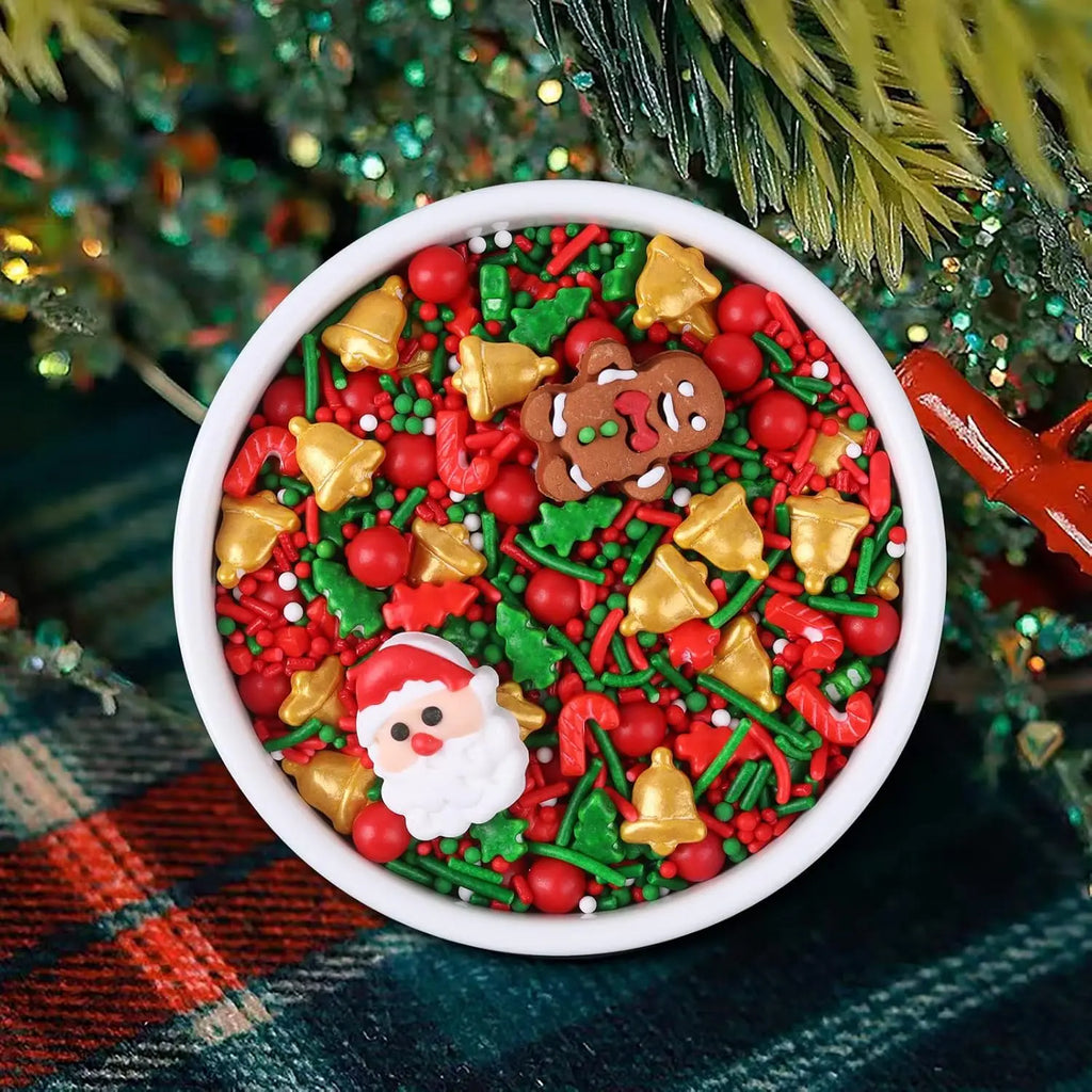 Festive Christmas Sprinkles Mix - Santa & Tree Jimmies for Baking