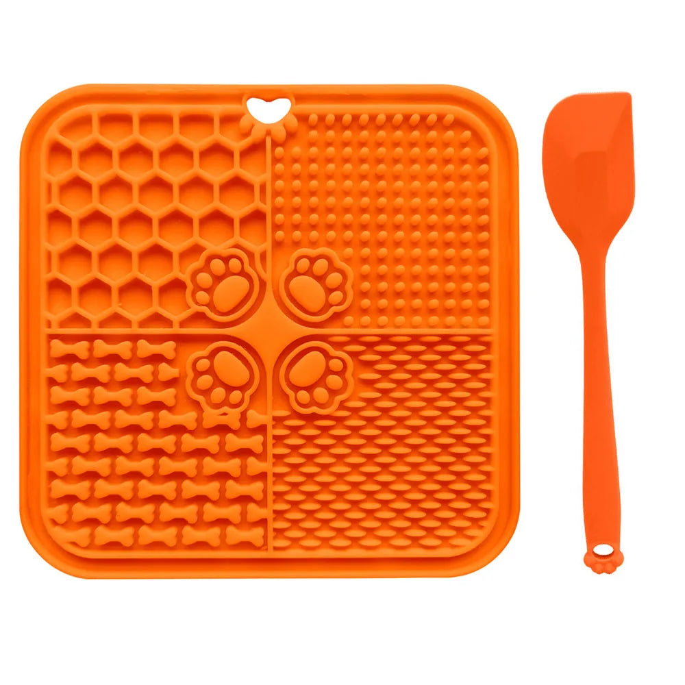 Anxiety Relief Dog Lick Mat with Suction Cups - Slow Feeder Silicone Bowl