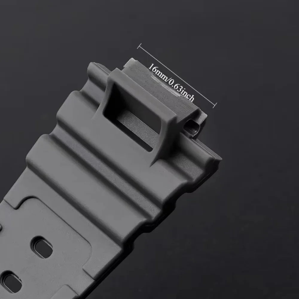 16mm Waterproof Silicone Watch Strap for Casio Models | Silver Buckle