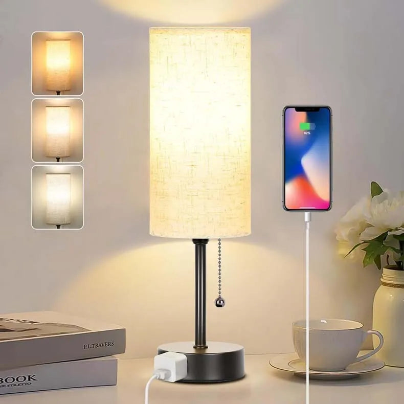 Modern Wireless Rechargeable Bedside Lamp with Dimmable Light