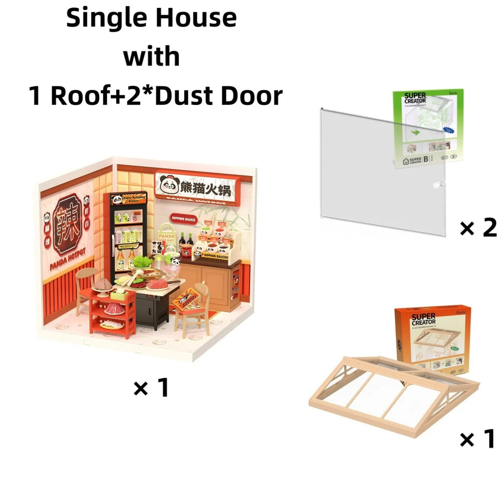 Rolife Panda Hot Pot DIY Miniature Model Kit - Creative Stress Relief Fun
