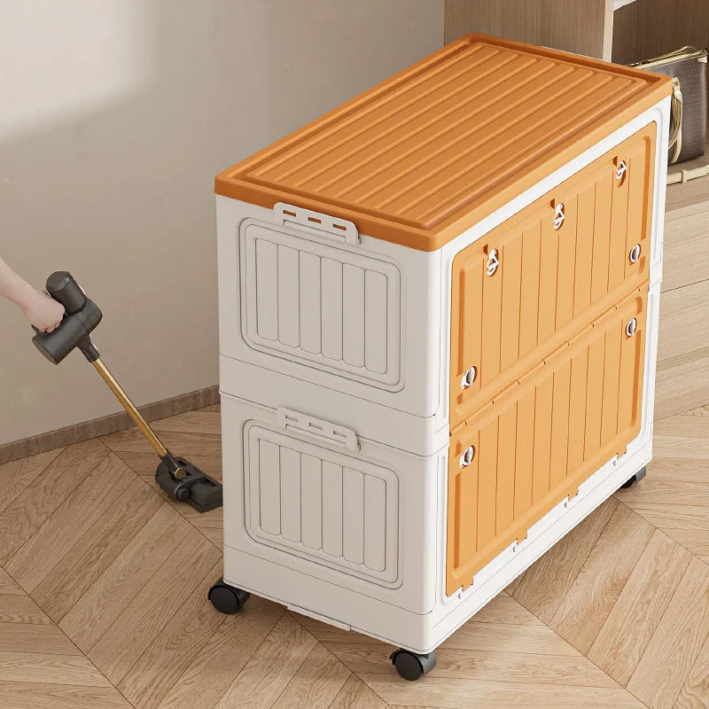 Foldable Storage Bin with Wheels - Space-Saving Organizer for Clothes & Toys