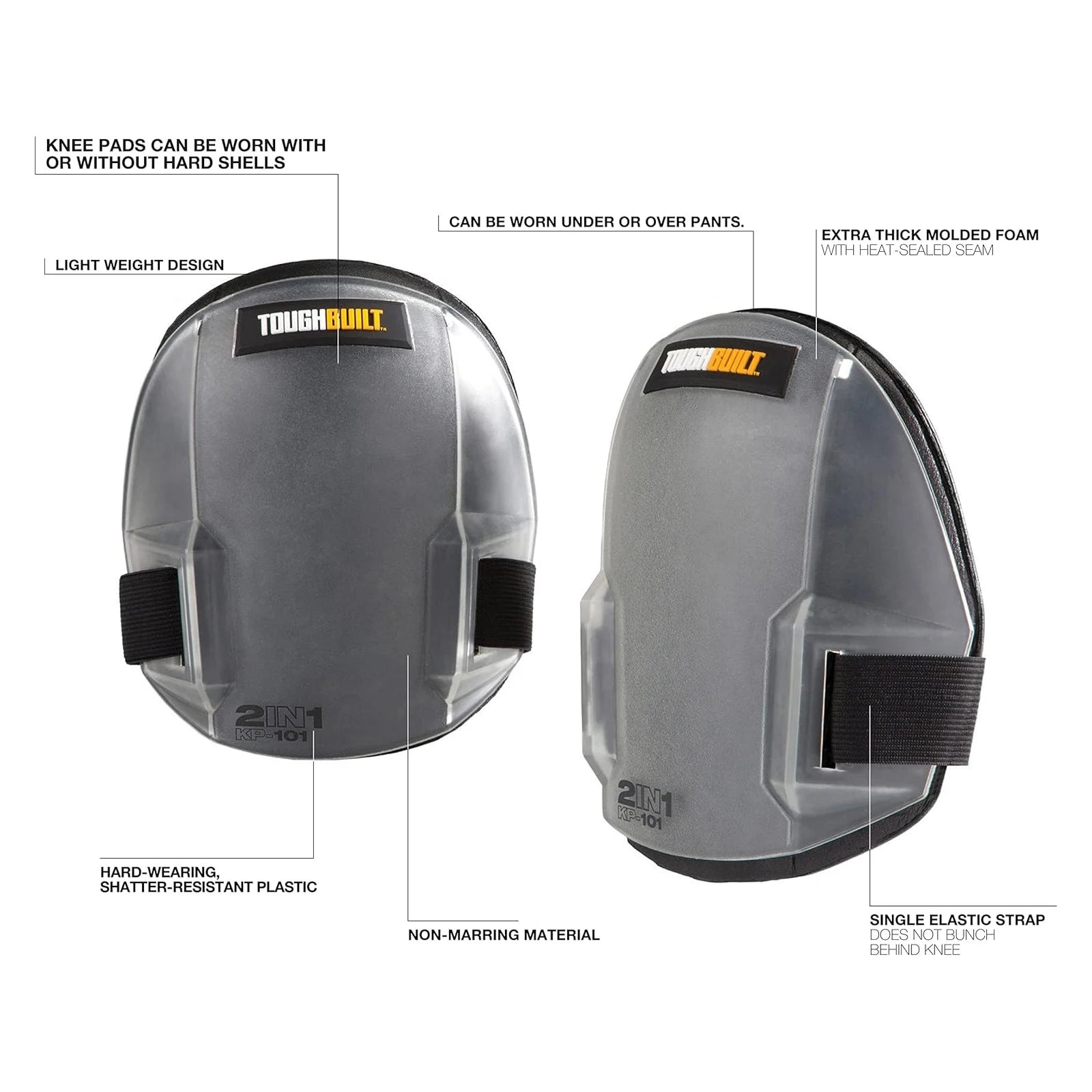 ToughBuilt 2-in-1 Knee Pads for Ultimate Comfort & Protection