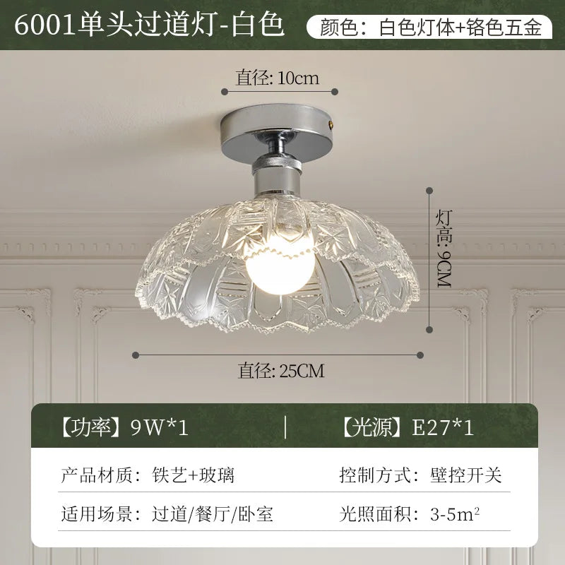 Vintage Green Glass LED Pendant Light - Adjustable Floral Design