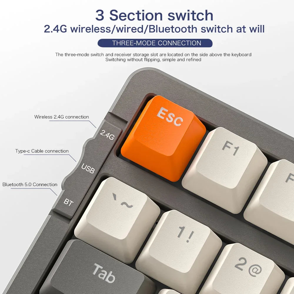 K8 Tri-Mode Wireless Mechanical Keyboard - Hot-Swap & RGB Lighting