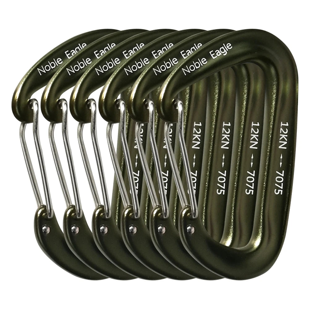 6Pcs Heavy Duty Aluminum Carabiner Set for Camping & Climbing
