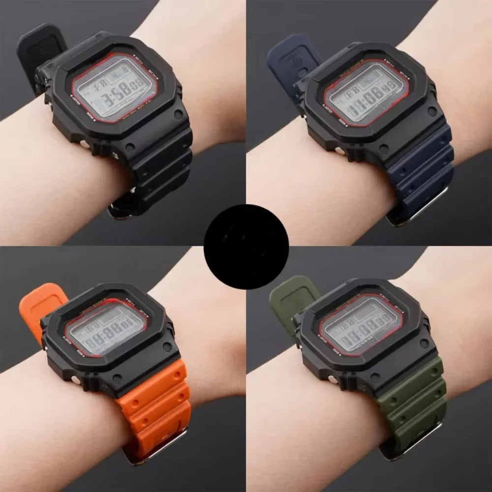 16mm Waterproof Silicone Watch Strap for Casio Models | Silver Buckle