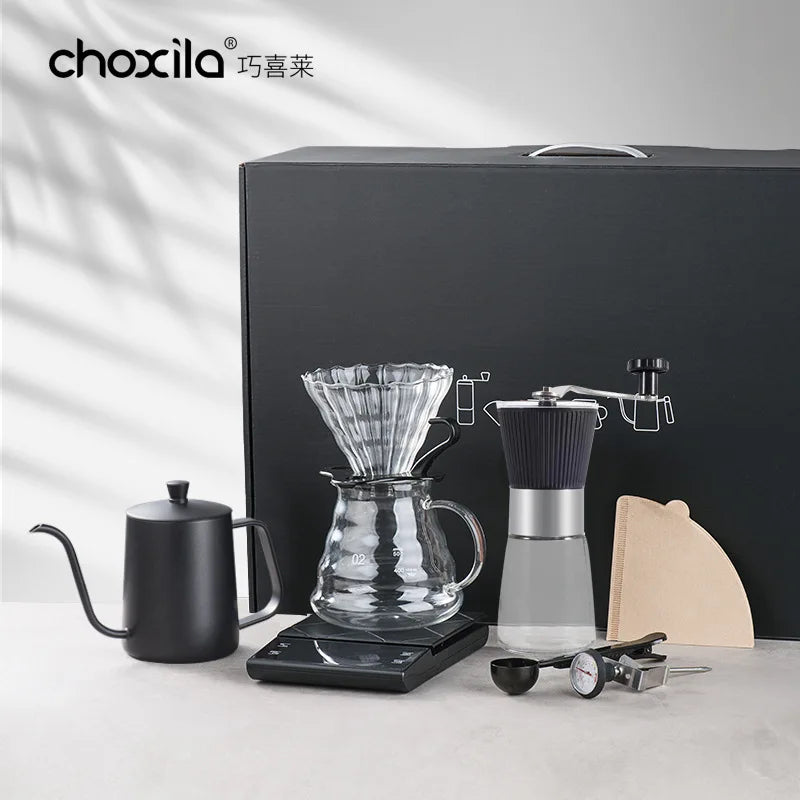 Portable Outdoor Hand Brewed Coffee Set with Grinder