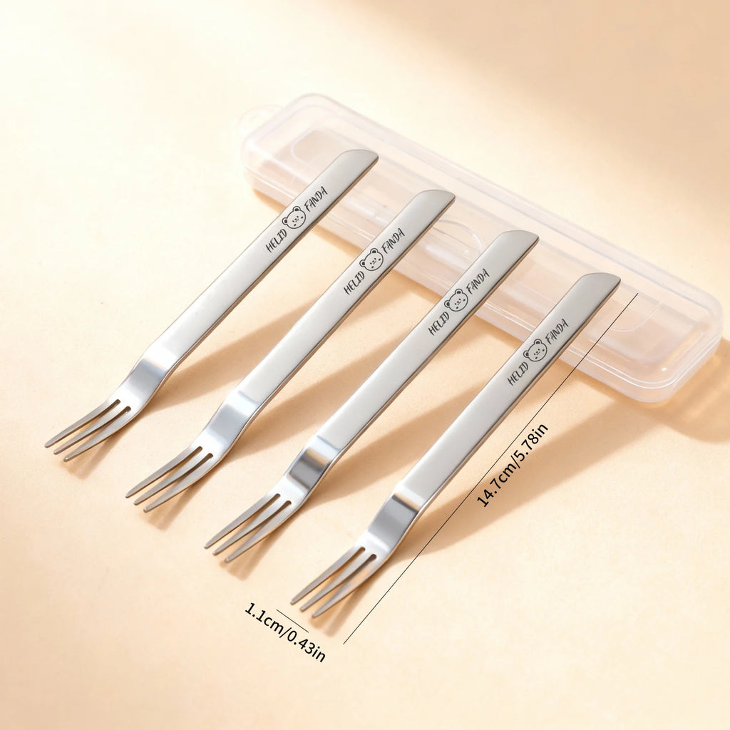 2-in-1 Dual-Purpose Long Handle Fork & Spoon Set - Reusable Stainless Steel