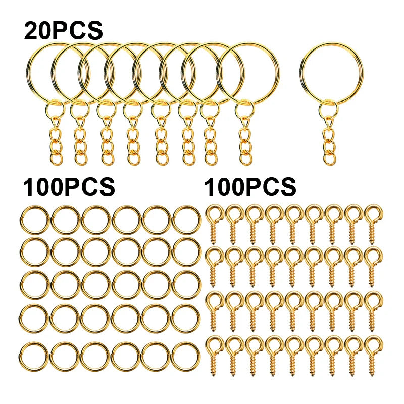 220pcs Keychain Making Supplies Kit - DIY Craft Jewelry Accessories