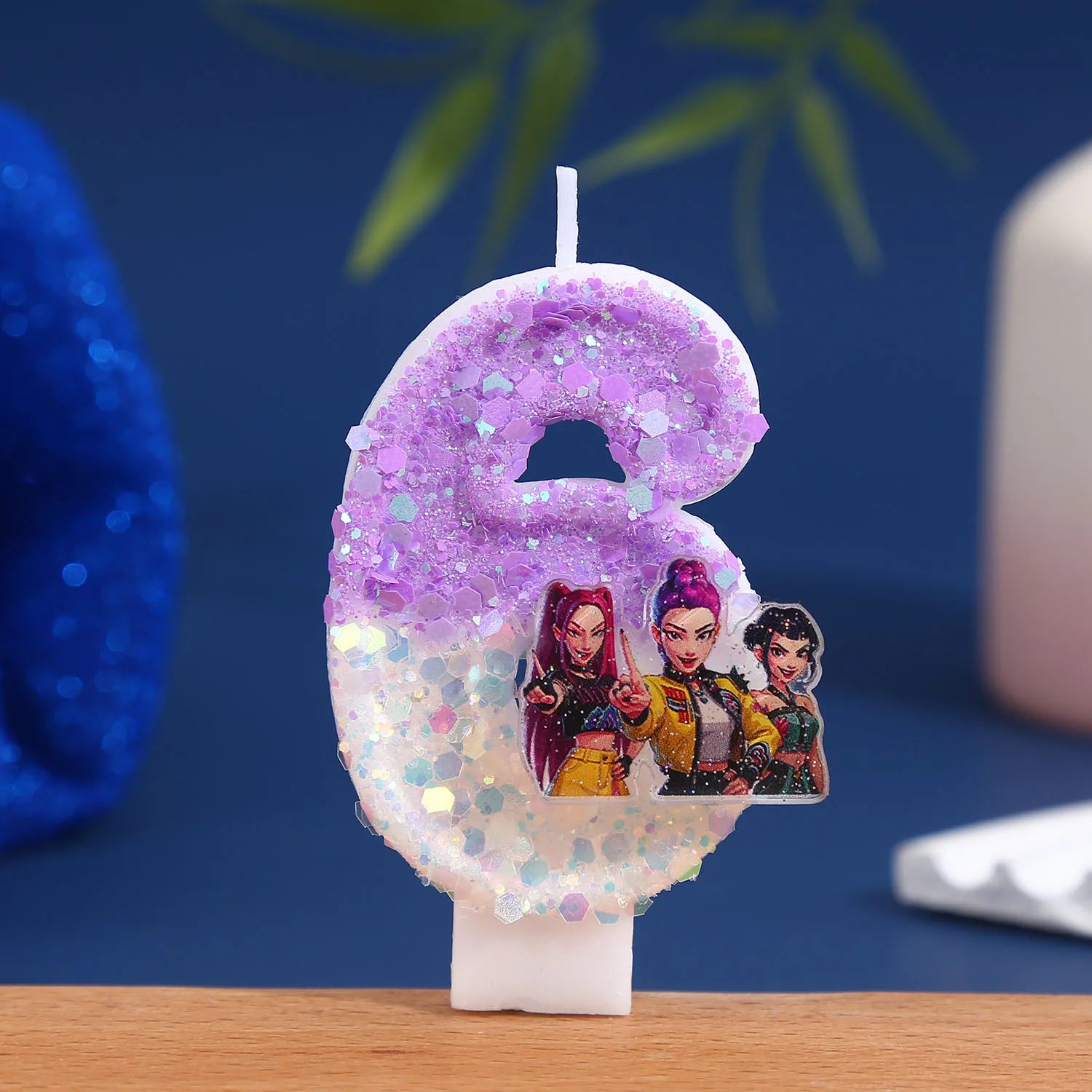 Purple Glitter Birthday Number Candle - Creative Cake Decoration