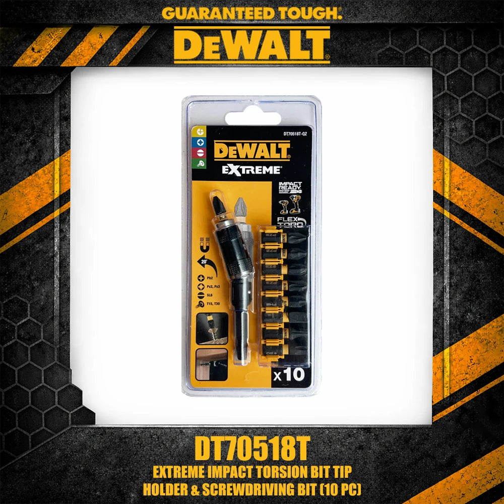 DEWALT Extreme Impact Pivoting Bit Holder & Screwdriver Set - 10 pcs