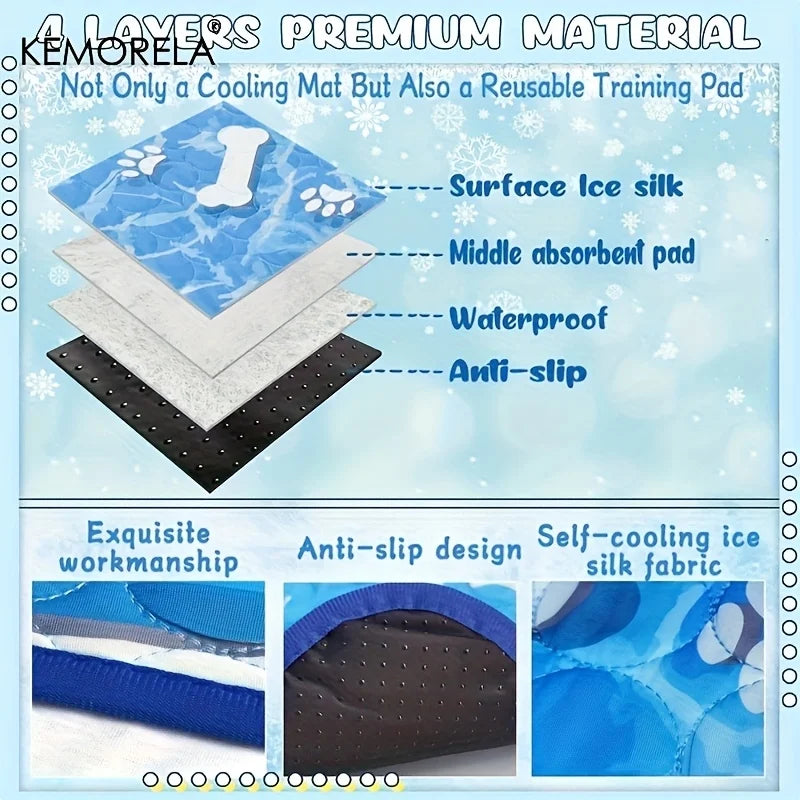 KEMORELA Large Self-Cooling Dog & Cat Pad - Washable, Durable Comfort