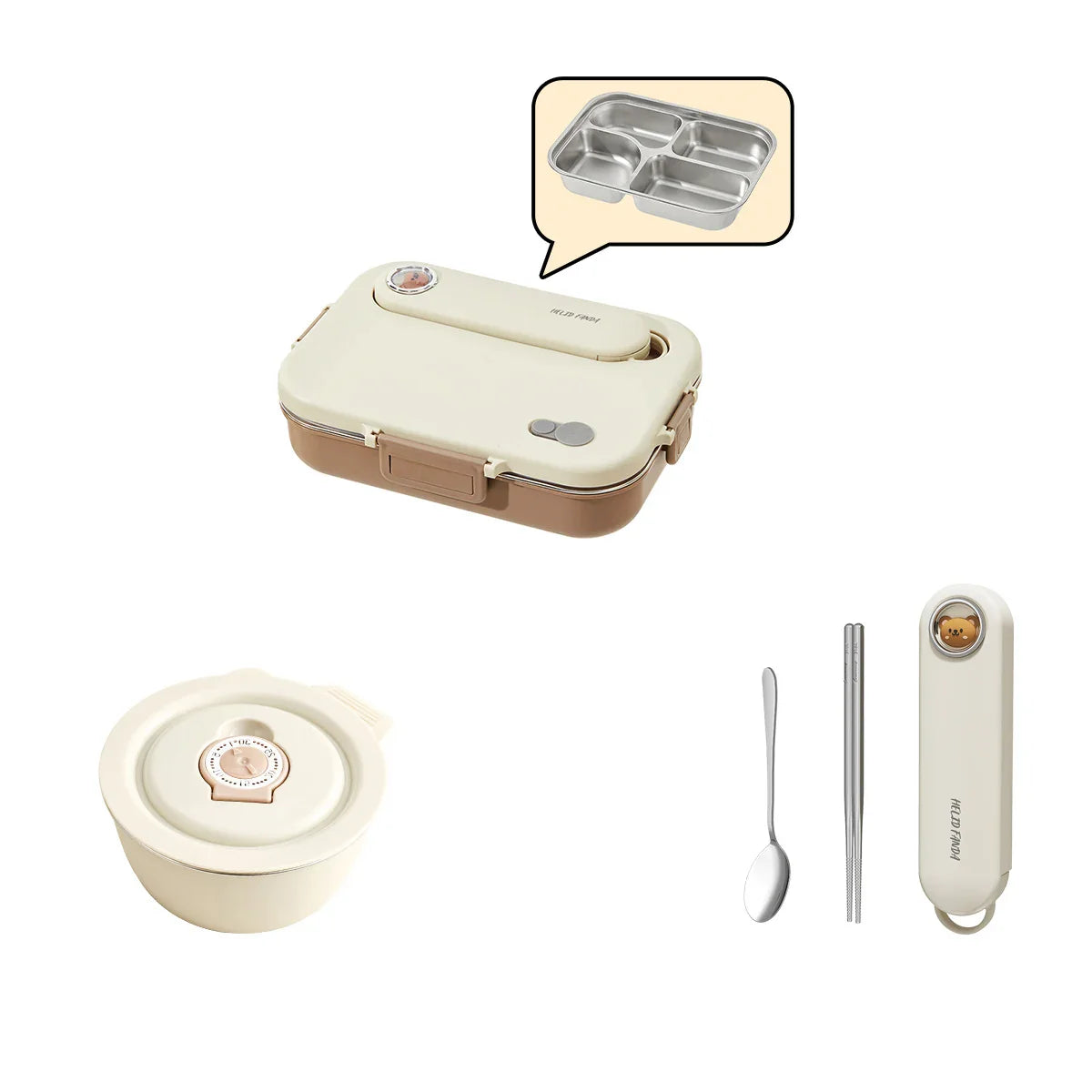 WORTHBUY Eco-Friendly Stainless Steel Bento Box - Microwave Safe