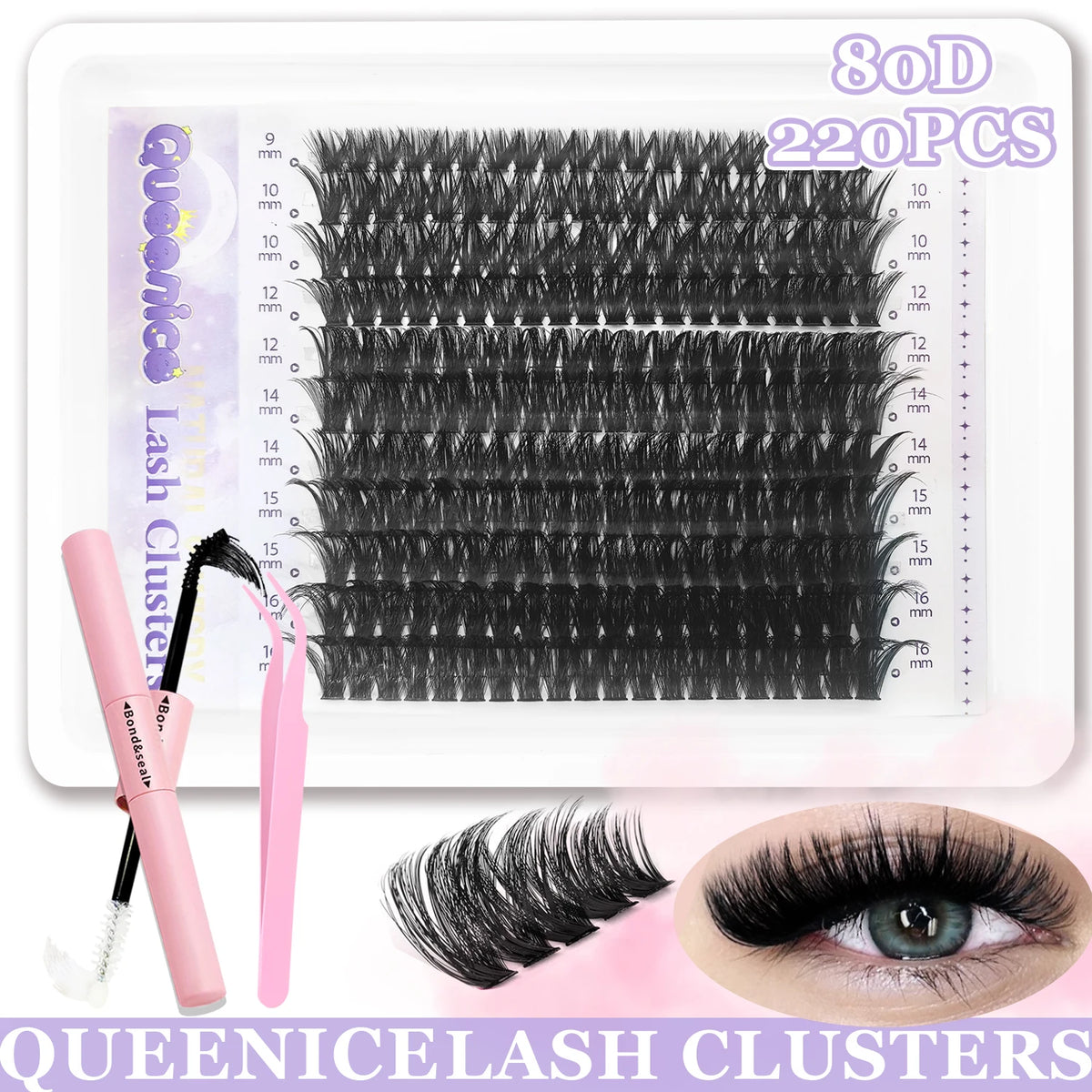 DIY Eyelash Extension Kit - Natural Long Individual Lashes Clusters