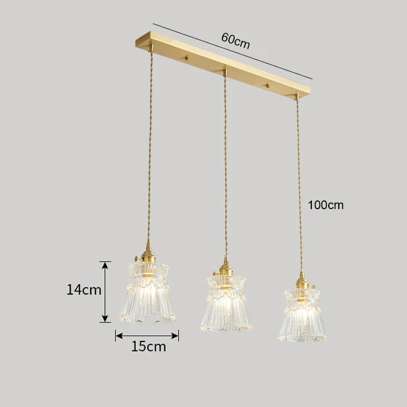Elegant Copper Glass LED Pendant Lamp for Living Room & Kitchen