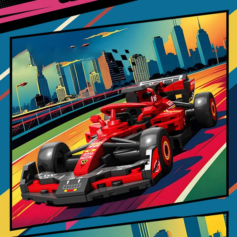 Exciting Supercar Building Block Kit - Red Race Car Toy for Kids