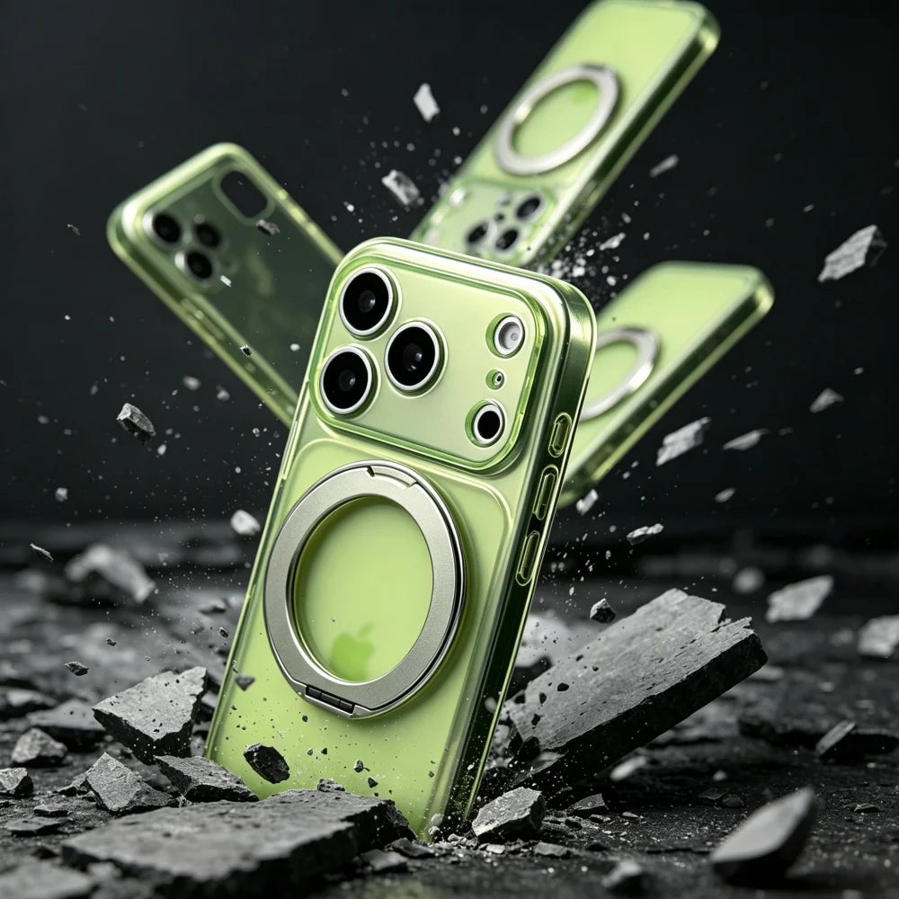 Clear MagSafe-Compatible Ring Stand Case for iPhone 11-17 | Shockproof