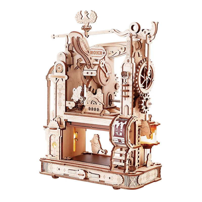 Robotime 3D Printing Press DIY Puzzle Kit with LED Light - Fun & Unique Gift