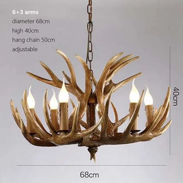 Vintage Deer Horn Pendant Light - Industrial Antler Chandelier