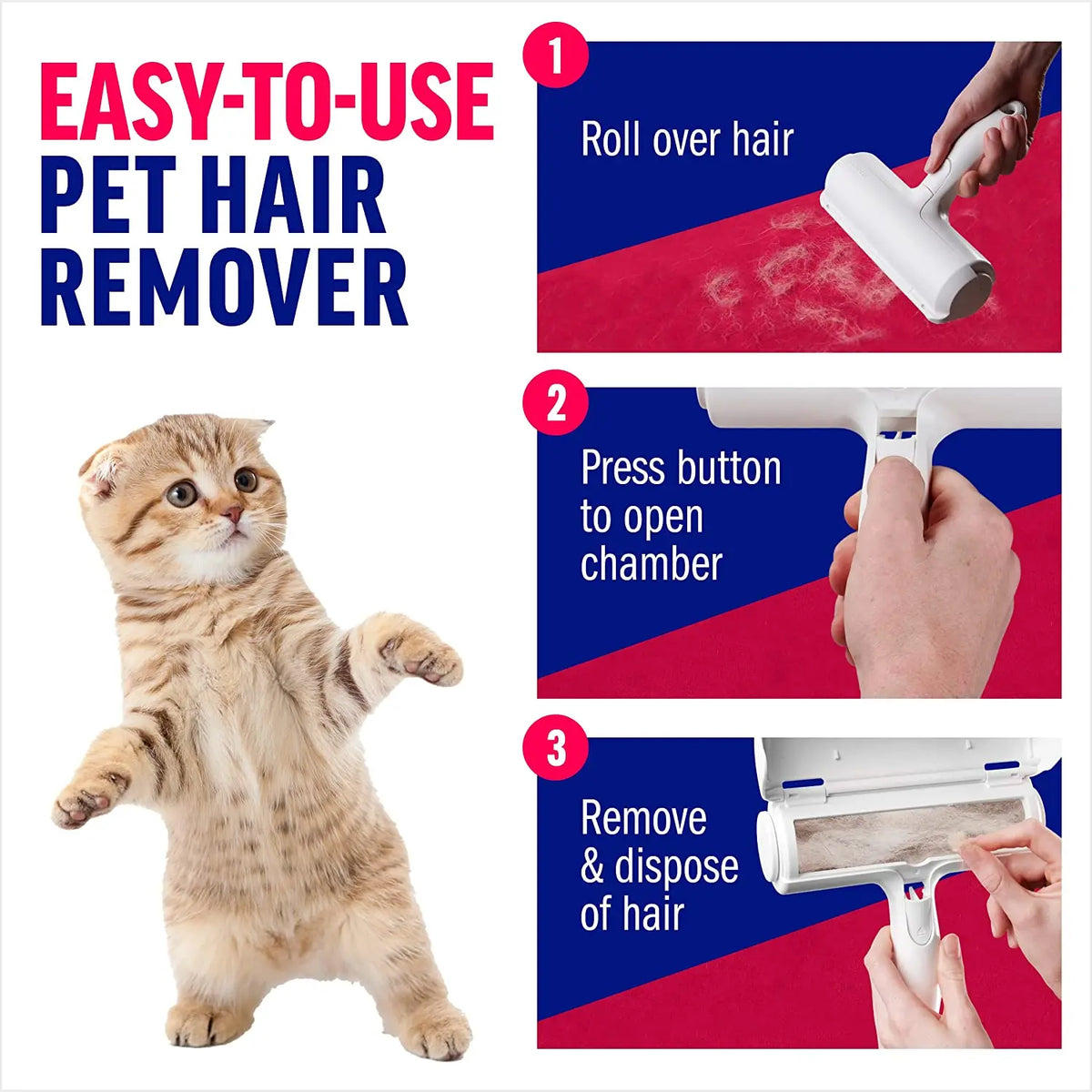 Effortless Pet Hair Remover Roller - Self-Cleaning & Reusable Tool