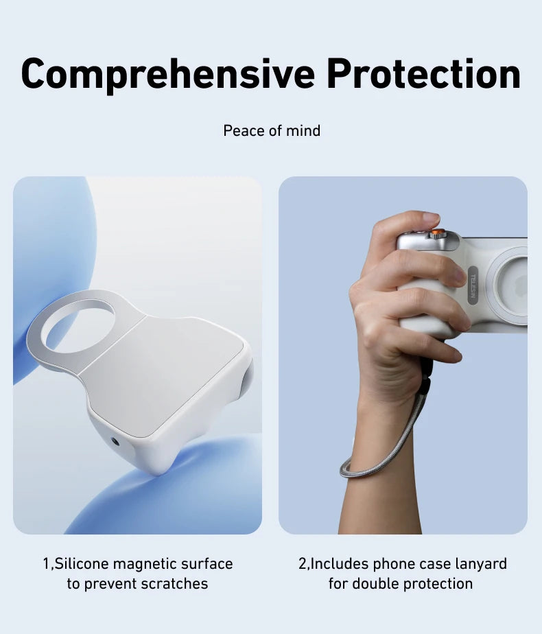 TELESIN Magnetic Phone Grip & Remote Control for iPhone/Huawei/Samsung