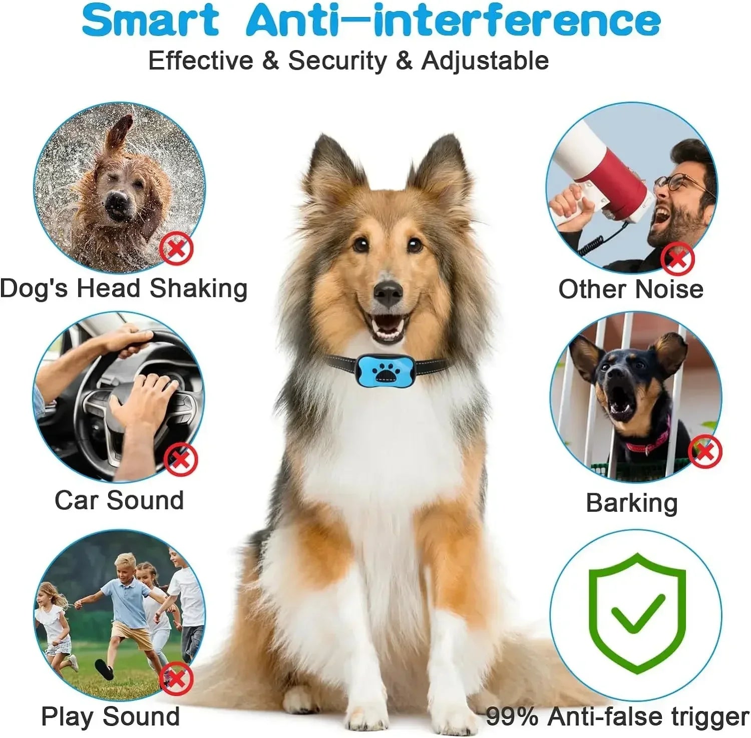 Ultrasonic Anti-Bark Dog Training Collar - Rechargeable, Effective Control