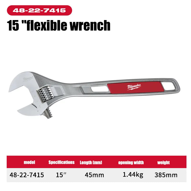 Milwaukee Adjustable Wrench - 6" to 15" | Durable & Ergonomic Design