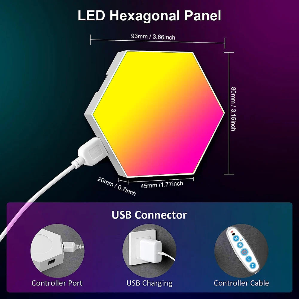 RGB Smart Hexagonal Wall Lamp - Color Changing Ambient Light