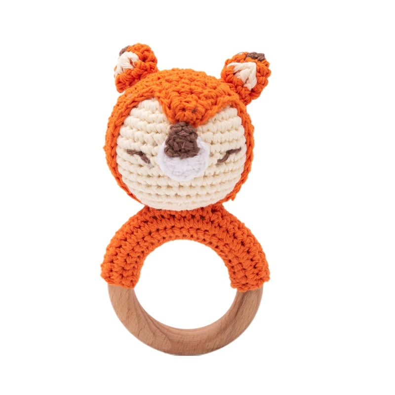 Bopoobo Baby Crochet Rattle Toy - Soft Wooden Teether & Infant Gym