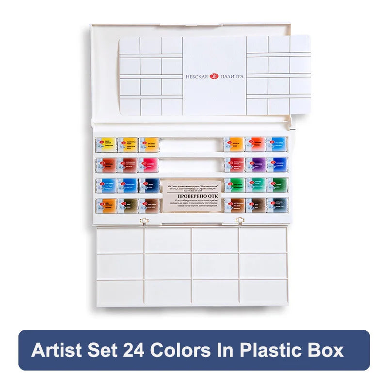 White Nights Artists' Watercolour Paint Set - Vivid Colors in 12/24/36 Pans