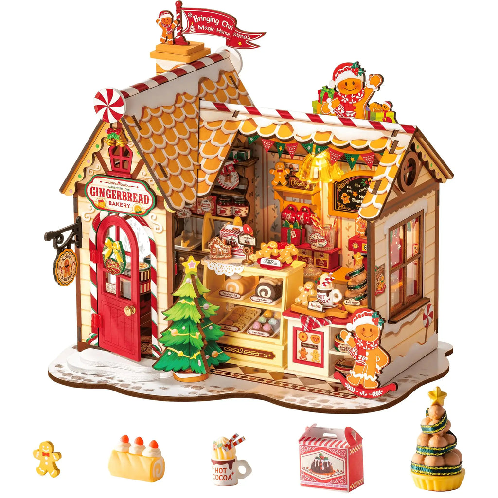 Rolife Christmas Gingerbread House DIY Kit with LED Lights