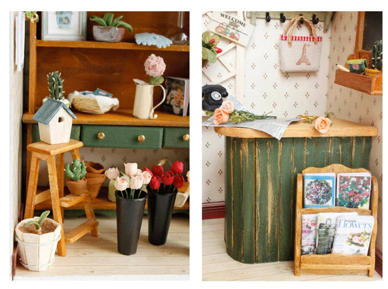 3D DIY Wooden Dollhouse Kit with Furniture - Irish Cottage Toy