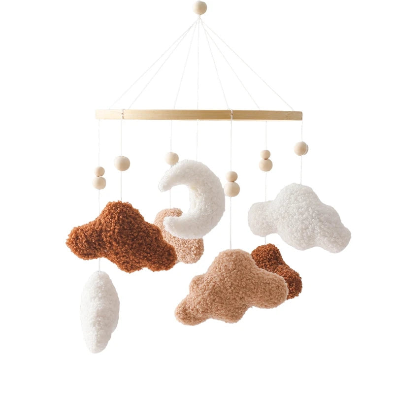 Dreamy Wooden Crib Mobile with Soft Felt Cartoon Bear & Gentle Bells