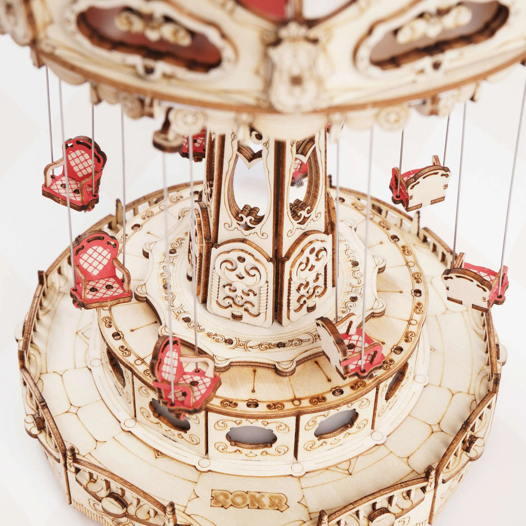 Robotime Rokr 3D Wooden Swing Ride Music Box - Fun DIY Puzzle Kit