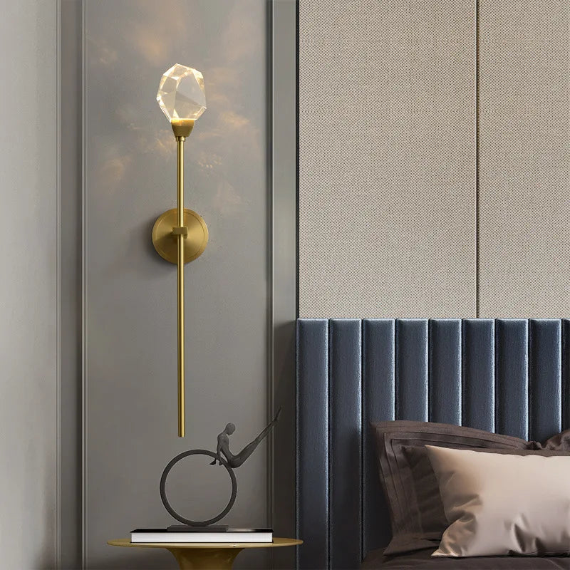 Stylish All-Copper Crystal Wall Lamp - Modern Nordic Design