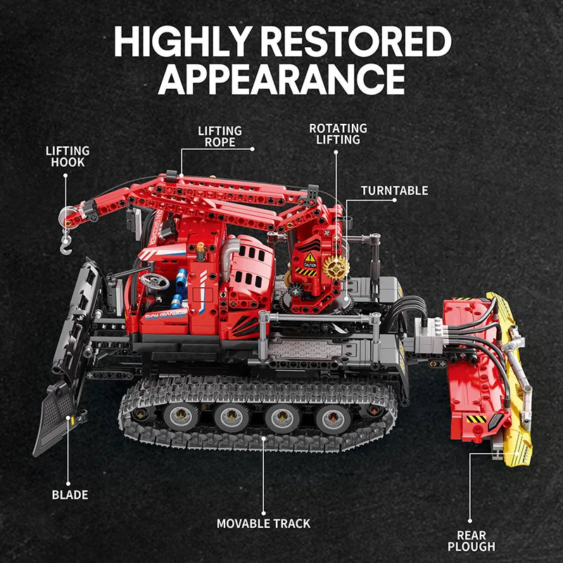 MOULD KING Remote Control Snow Groomer Building Blocks Vehicle for Kids