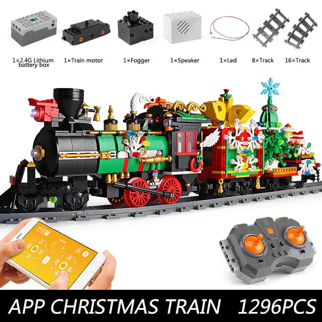 Mould King Christmas Train Model - Motorized Building Blocks Set