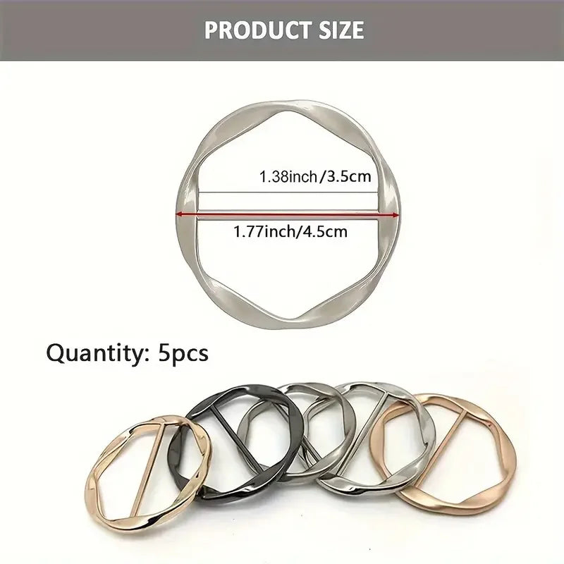 5pcs Multipurpose Belt Buckle Set - Slim Belt & Scarf Adjusters